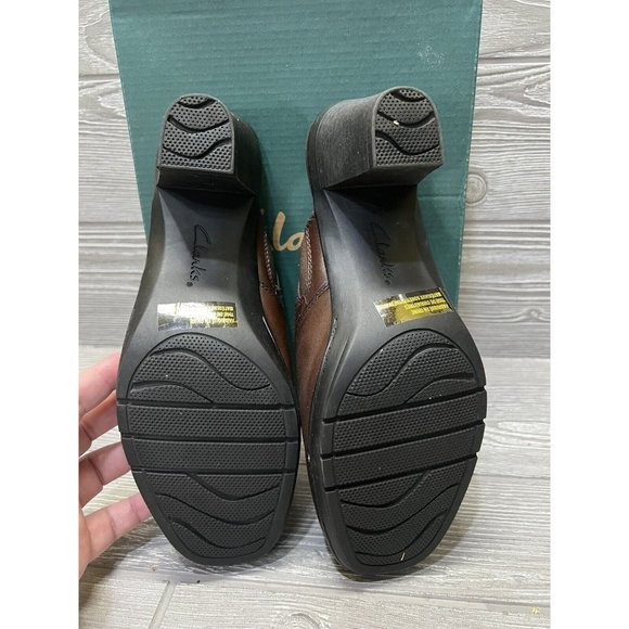 Clark’s Bendables Mules Shoes Womens 8.5M Brown Leather Comfort Slip On Studded - Picture 8 of 8